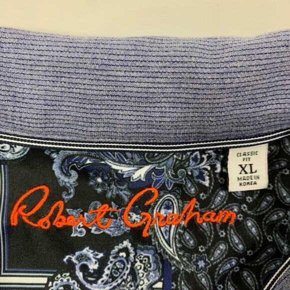 Robert Graham Sweatshirt Mens XL BlueJay White Classic Fit 1/4 Zip Rayon Blend - Picture 5 of 12